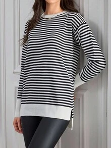 SHEIN Tall Hanorac cu mânecă lungă și guler rotund pentru femei, mărime înaltă