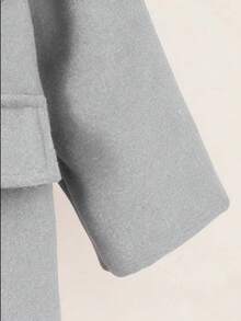SHEIN 男童拼布仿毛翻领中长款风衣 - 淺灰色 - 查看 3