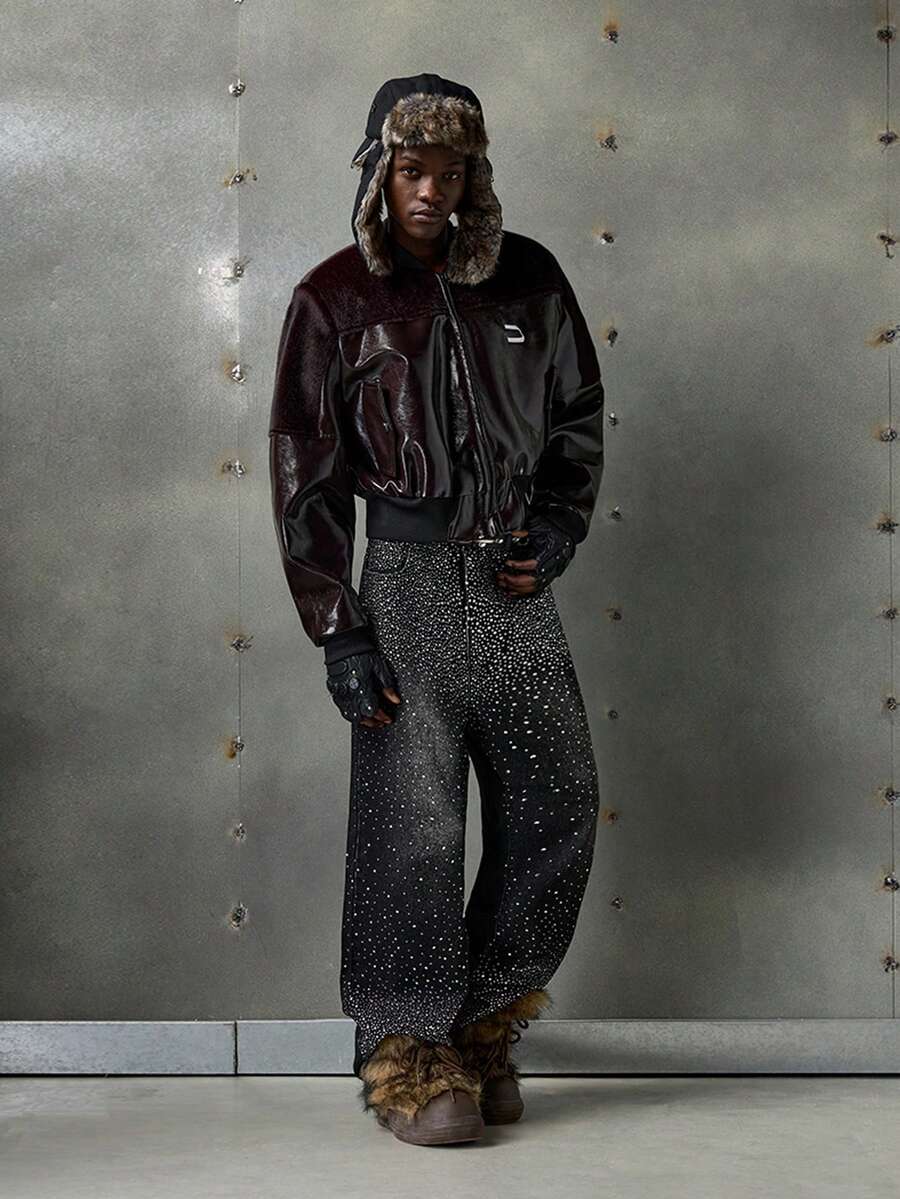 NEON BLANC Chosen One Men's Rhinestone Embellished Jeans - Black - View 1