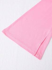SHEIN Girlism 3件組休閒百搭側開衩喇叭褲，秋季服飾，青少年女孩開學季喇叭腿緊身褲，秋季日常穿著，黑色 - 彩色 - 查看 6