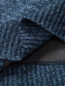 Manfinity Mode 男士保暖内衬罗纹针织高领套头毛衣，长袖，蓝色撞色设计，收口下摆，休闲现代风格 - 藍色 - 查看 6