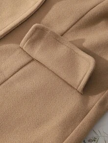 Sparklyn 少女驼色腰部收紧优雅羊毛混纺双排扣夹克，通勤百搭