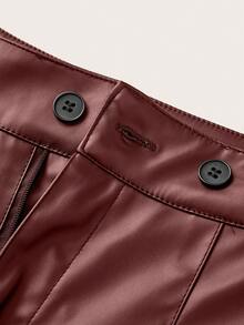 Franclia Pantalones cortos casuales de mujer de unicolor con cintura asimétrica - Burdeos - Ver 6