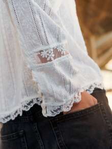 Nöista 带有蕾丝细节的长袖衬衫。 - 白色 - 查看 6