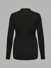 Modmama 2件装孕妇休闲纯色立领长袖T恤孕妇装2件装孕妇高领上衣女式高弹力孕妇装 - 彩色 - 查看 6