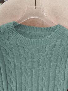 Franclia Áo len cổ tròn trang trí họa tiết dây xoắn lấy cảm hứng từ Blogger, đa năng, Thu/Đông - Màu xanh Cadet - Xem 6
