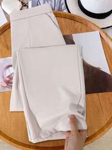 Franclia Quần dài ôm vừa vặn thời trang dành cho nữ, mùa đông - Màu be - Xem 6