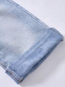 女宝宝浅蓝色阔腿牛仔裤，清新可爱浅蓝色 - 淺色水洗藍 - 查看 5