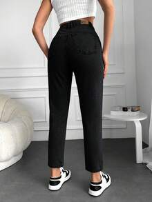 EURMUSE 100% Cotton Women High Waist Tapered Dark Washed Denim Capri Pants