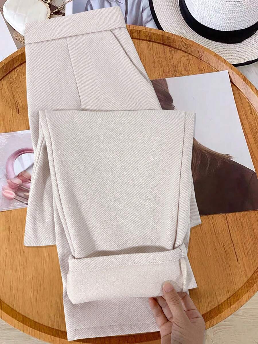 Franclia Quần dài ôm vừa vặn thời trang dành cho nữ, mùa đông - Màu be - Xem 1