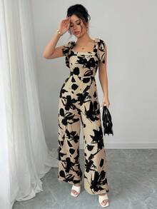 Breezaya Monos estampados de mujer en blanco y negro, estilo de vacaciones de moda, primavera/verano