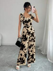 Breezaya Monos estampados de mujer en blanco y negro, estilo de vacaciones de moda, primavera/verano