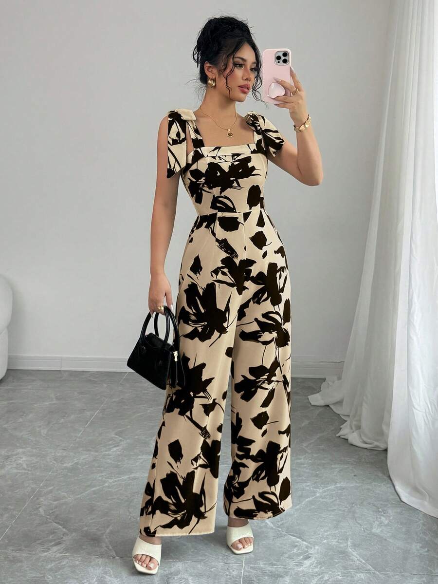 Breezaya Monos estampados de mujer en blanco y negro, estilo de vacaciones de moda, primavera/verano