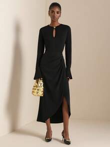 SHEIN Veneréa Camiseta elegante y minimalista de mujer decorada con botones de metal, para otoño/invierno