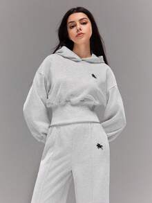 2 Stücke Teenager Mädchen Casual Einfarbig Grafik Muster Oversized Kapuzenpullover und Hose Set