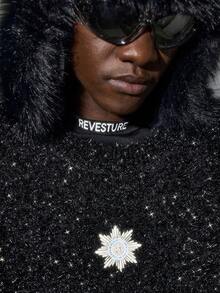 NEON BLANC Men's Casual Street Embroidery Patch Crew Neck Grunge Style Sweater Vest - Black - View 5