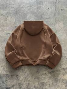 AXEPEAK Hooded Loose Fit Long Sleeve Pullover Sweatshirt For Men - Brown - View 2