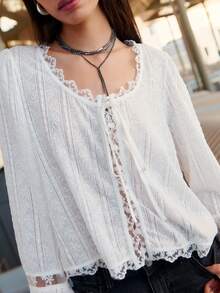 Nöista 带有蕾丝细节的长袖衬衫。 - 白色 - 查看 2