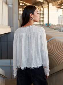 Nöista 带有蕾丝细节的长袖衬衫。 - 白色 - 查看 3