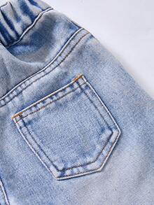 女宝宝浅蓝色阔腿牛仔裤，清新可爱浅蓝色 - 淺色水洗藍 - 查看 7