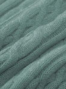 Franclia Áo len cổ tròn trang trí họa tiết dây xoắn lấy cảm hứng từ Blogger, đa năng, Thu/Đông - Màu xanh Cadet - Xem 5