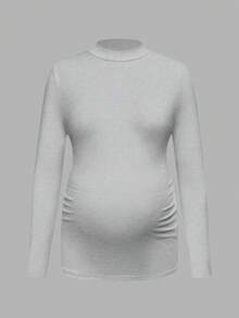 Modmama 孕妇纯色休闲立领长袖百搭T恤 孕期服装 产后服装 - 灰色 - 查看 8