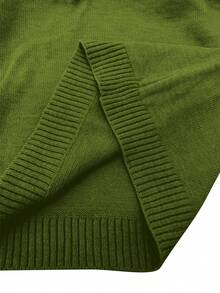 SHEIN LUNE Plus Size Solid Color Crew Neck Sweater, Casual For Autumn/Winter - Green - View 5