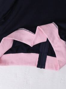 2 件/套女孩休闲时尚撞色开襟连帽夹克搭配宽松阔腿裤，面料舒适，颜色百搭，适合上学和日常穿着，秋冬 - 藏蓝色 - 查看 5