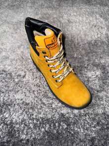 Hombre resistente punta redonda cordones suela antideslizante estilo outdoor trabajo camping bota casual - Amarillo - Ver 1