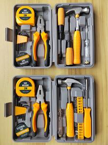 24pcs Steel Household Tool Box Set, Tool Kit For DIY, Necessities For Daily Decoration And Maintenance, Creative Gift For Ladies 1 Set Home Manual Tool Set, Electrical Hardware Repair Tool, Home Multi-Functional Vehicle Combination Toolbox Set,Tools For Men - Yellow - View 4