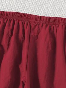 SHEIN Tween Girl Striped Print Elastic Waist Casual Pants - Burgundy - View 5