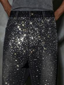 NEON BLANC Chosen One Men's Rhinestone Embellished Jeans - Black - View 7