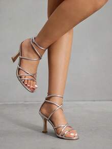 CUCCOO SZL Sandalias de tacón alto con cordones y tacón grueso, elegantes y de moda