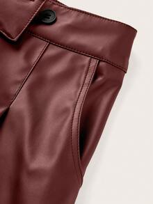 Franclia Pantalones cortos casuales de mujer de unicolor con cintura asimétrica - Burdeos - Ver 5