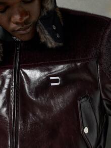 NEON BLANC Áo khoác nam tay dài màu trơn có khóa kéo ngắn, thời trang và đa năng - Màu nâu Sô-cô-la - Xem 5