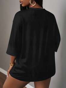 Slaydiva Casual Minimalist Letter & Number Graphic Women T-Shirt, Suitable For Summer