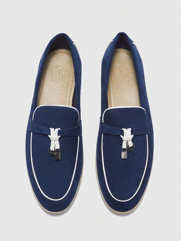 CUCCOO BIZCHIC Women's Navy Blue Suede Comfortable Casual Loafers, Suitable For Commuting, Outdoor Walking, Work, Daily Wear, Versatile Flat Shoes For Christmas Spring Shoes