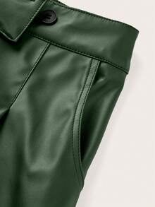 Franclia Women's Casual Solid Color Asymmetric Waist Shorts - Dark Green - View 4