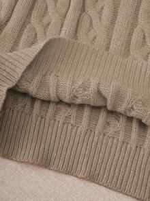 Franclia 博主风格扭绳装饰圆领针织毛衣，百搭，秋冬 - 駝色 - 查看 4