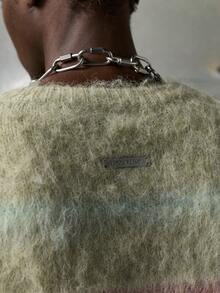 NEON BLANC Men's New Fashion Casual Colorblock Striped Pattern Loose Fit Fluffy Knit Pullover Sweater, Machine Washable Or Dry Clean, For Fall Winter