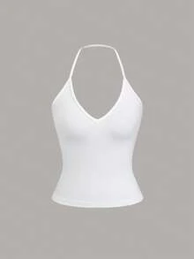 Sweetra 3pcs Women Solid Color Halter Neck Camisole Set - Multicolor - View 8