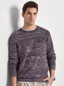 Manfinity CityGents Jersey de cuello redondo de manga larga casual para hombre, otoño/invierno - Multicolor - Ver 1