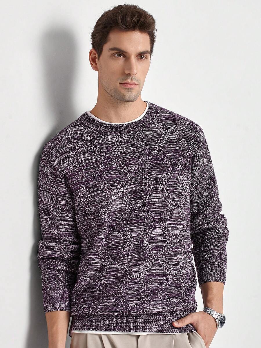 Manfinity CityGents Jersey de cuello redondo de manga larga casual para hombre, otoño/invierno - Multicolor - Ver 1