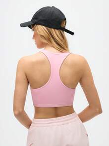 Easify SHEIN Sport Różowy, krótki biustonosz sportowy dla kobiet, z konstrukcją na plecach, rozciągliwy w 4 kierunkach, oddychający i szybkoschnący, idealny do jogi, fitnessu i biegania na siłownię