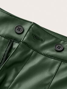 Franclia Women's Casual Solid Color Asymmetric Waist Shorts - Dark Green - View 5