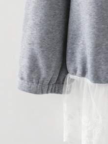 Franclia Plus Size Elegant Cute Casual Outdoor Stand Collar Loose Ruffled Metal Zipper Gray Sweatshirt, Autumn/Winter - Grey - View 4