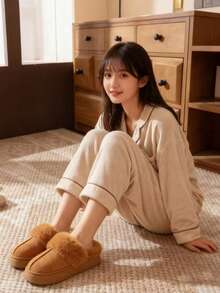 女士家居拖鞋 - 棕色 - 查看 2