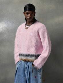 EASEVO Manfinity Brand - Men's New Loose Casual Comfortable Pullover Sweater - Pink - View 3