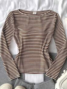 Tween Girl Ribbed Crew Neck Long Sleeve Casual Ribbed T-Shirt - Multicolor - View 3