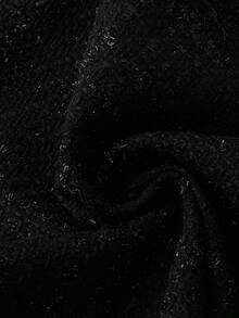 SHEIN Clasi 女士粗花呢金属面料背心 + A 字中长裙两件套，优雅适合日常办公室通勤和派对 - 黑色 - 查看 4